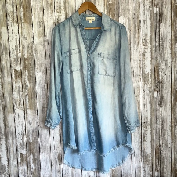 Cloth & Stone Chambray Button Down Shirt Dress - Picture 2 of 8